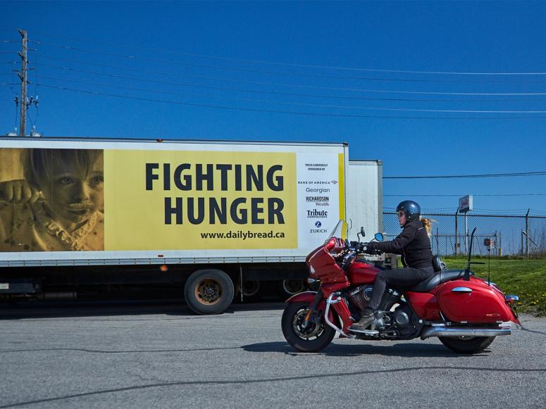 A member of Engines for Change at the 2021 Ride Against Hunger in Toronto. (Photo: Dan Lim)