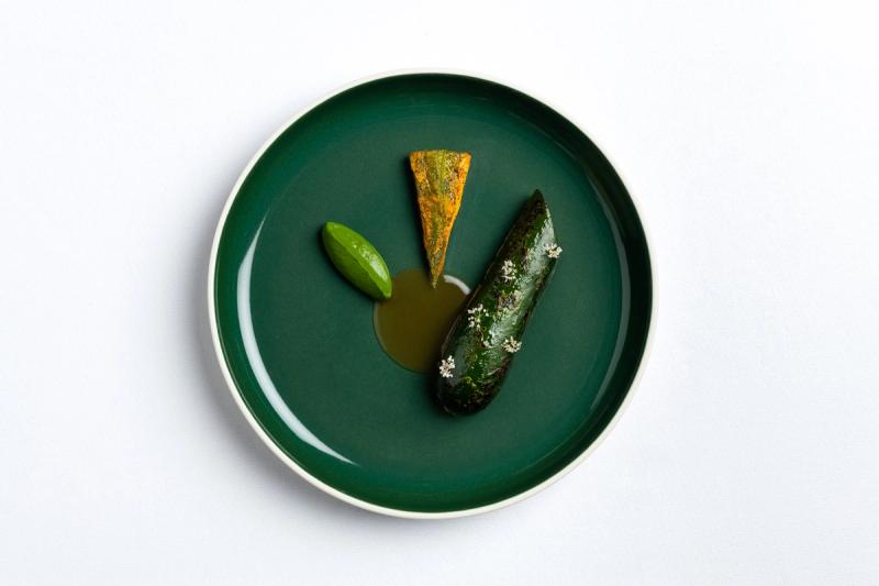 The “Grilled Squash” dish at Eleven Madison Park. (Courtesy Eleven Madison Park)