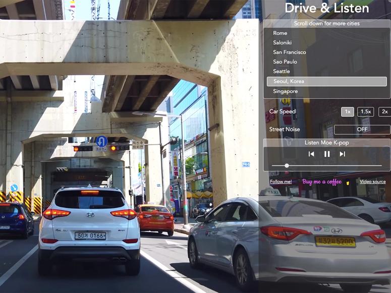 A screen shot of the Drive & Listen website