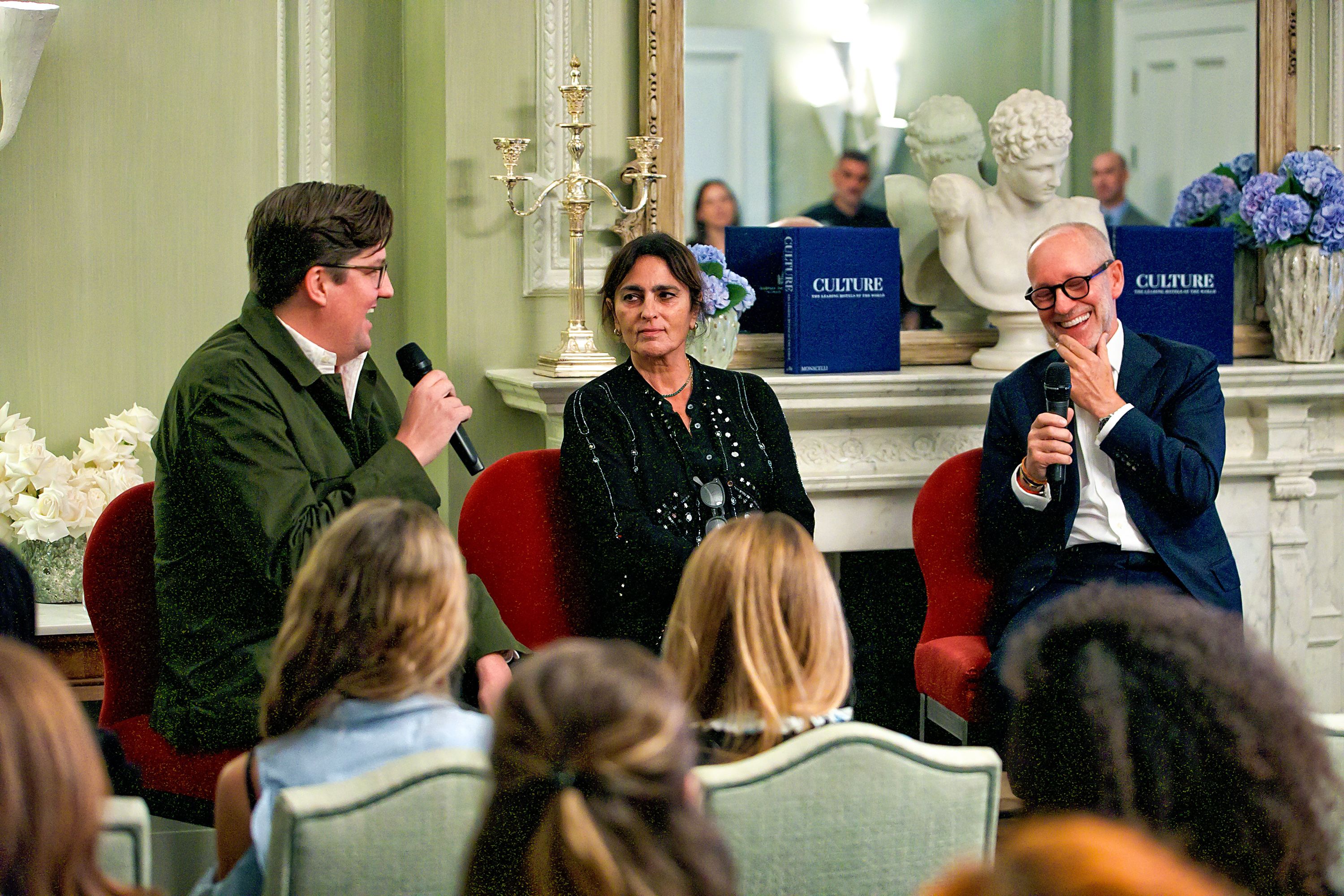 September 25, 2025, London | At the historic Brown’s Hotel in Mayfair—in celebration of the release of "Culture: The Leading Hotels of the World" (Monacelli), the second in a five-book series with editorial direction by The Slowdown—our editor-in-chief, Spencer Bailey, moderated a panel with Antonio Sersale, owner of the hotel Le Sirenuse in Positano, Italy, and British jewelry designer Solange Azagury-Partridge. (Photo: Ian Macaulay/ianmacaulay.com)