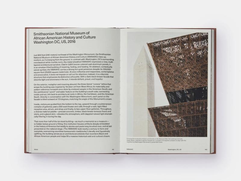A spread from “Alchemy: The Material World of David Adjaye” (Phaidon), featuring Adjaye’s Smithsonian National Museum of African American History and Culture (2016) in Washington, D.C. (Courtesy Phaidon)