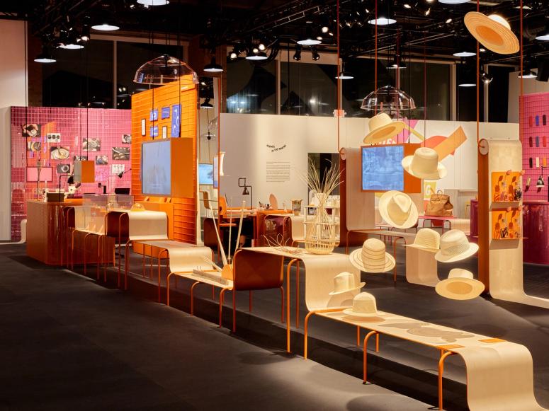 Installation view of the “Hermès in the Making” exhibition in Troy, Michigan. (Photo: William Jess Laird)