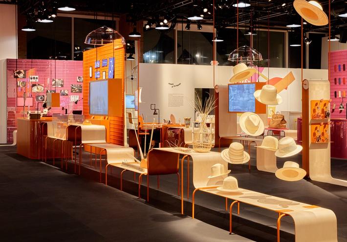 Installation view of the “Hermès in the Making” exhibition in Troy, Michigan. (Photo: William Jess Laird)