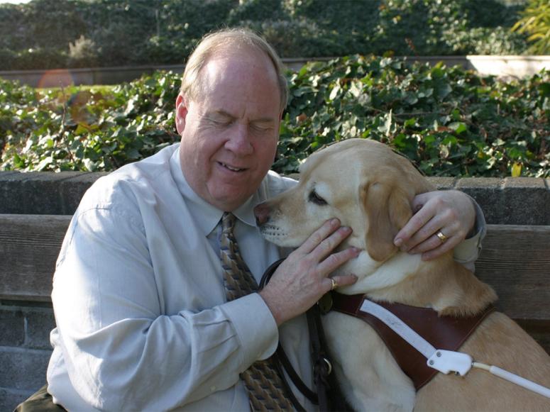 9/11 survivor Michael Hingson and his guide dog, Roselle.