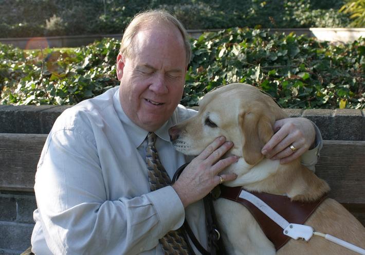 9/11 survivor Michael Hingson and his guide dog, Roselle.