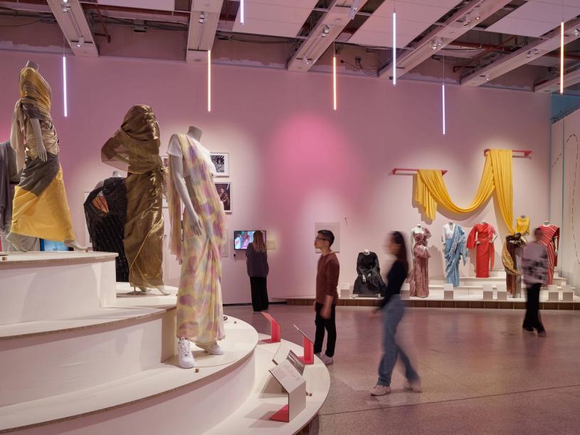 View of “The Offbeat Sari” exhibition at the Design Museum in London. (Photo: Andy Stagg. Courtesy the Design Museum)
