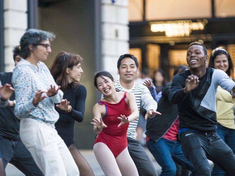 People dancing at London's Covent Garden