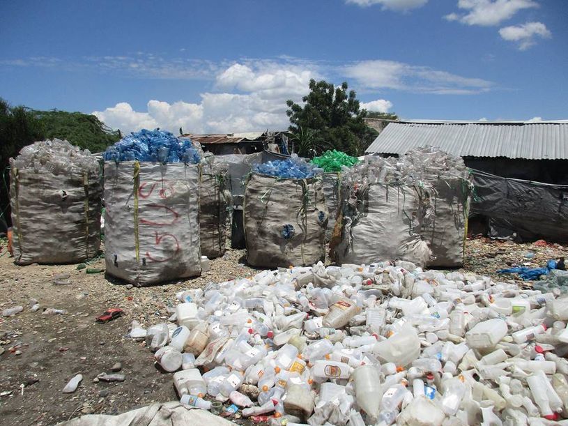 Plastic bottles being prepared for delivery. (Courtesy First Mile)