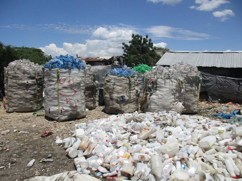 Plastic bottles being prepared for delivery. (Courtesy First Mile)