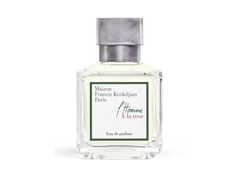 A bottle of perfume on a white background.