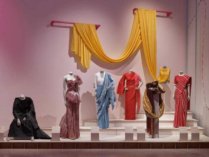View of “The Offbeat Sari” exhibition at the Design Museum in London. (Photo: Andy Stagg. Courtesy the Design Museum)
