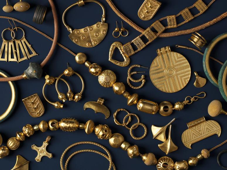 Gold jewelry from Loren Teetelli’s Viking Trove collection.