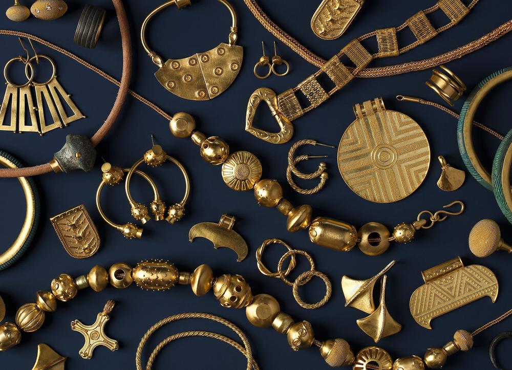 Gold jewelry from Loren Teetelli’s Viking Trove collection.