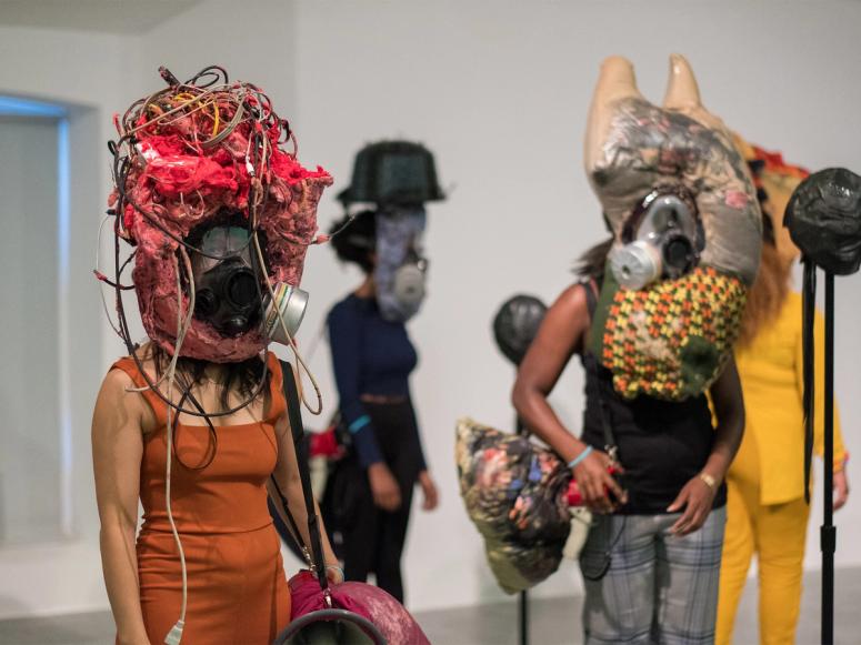 Performers in Kevin Beasley’s 2016 sound project “Your Face Is/Is Not Enough.” (Photo: Mark McNulty)