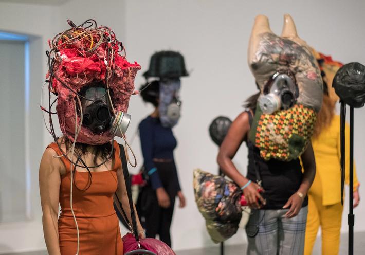 Performers in Kevin Beasley’s 2016 sound project “Your Face Is/Is Not Enough.” (Photo: Mark McNulty)