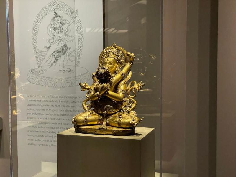 A gilt copper alloy statue of the Buddhist deity Vajradhara from 14th-century Tibet. (Photo: Spencer Bailey)