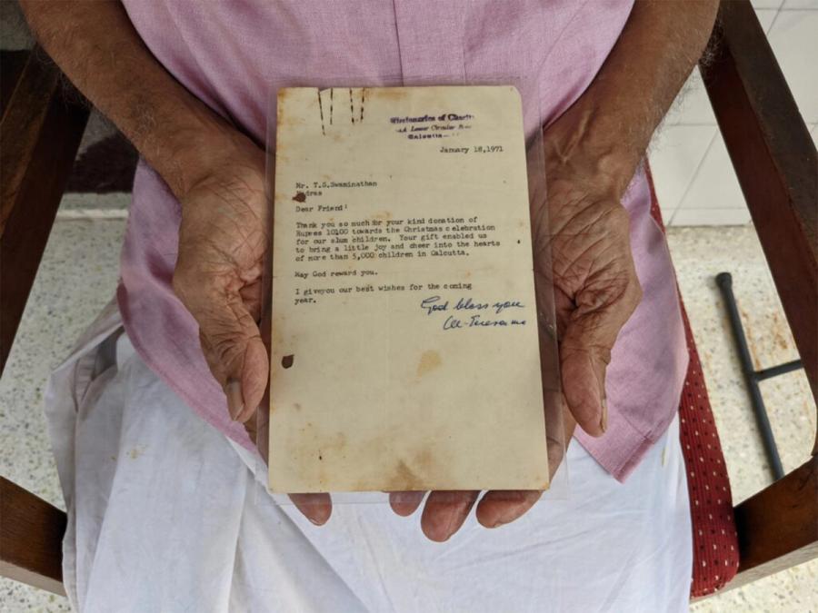 A Letter from Mother Teresa, submitted to the Museum of Material Memory by Siddharth Sunder. (Courtesy Museum of Material Memory)