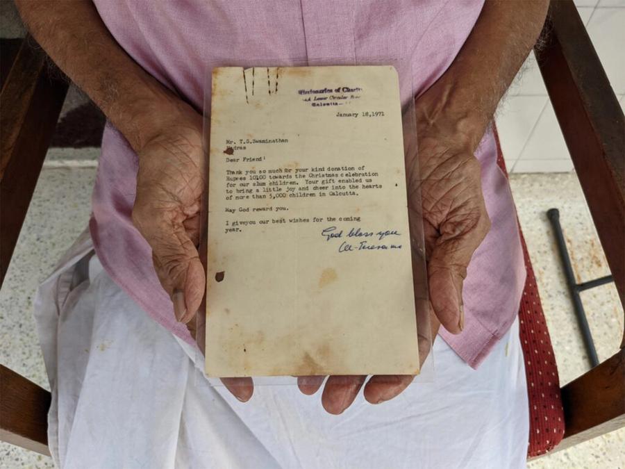 A Letter from Mother Teresa, submitted to the Museum of Material Memory by Siddharth Sunder. (Courtesy Museum of Material Memory)