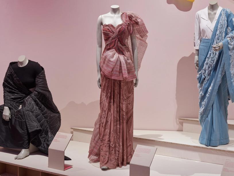 View of “The Offbeat Sari” exhibition at the Design Museum in London. (Photo: Andy Stagg. Courtesy the Design Museum)