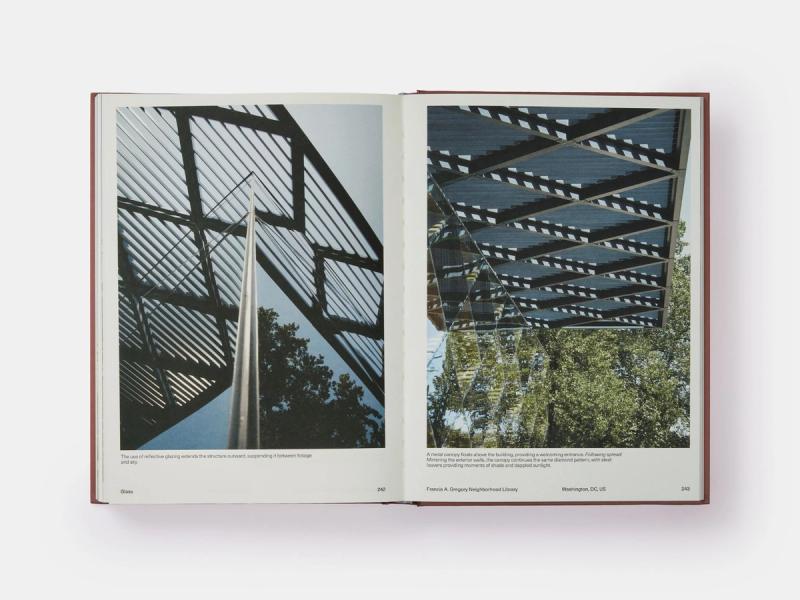 A spread from “Alchemy: The Material World of David Adjaye” (Phaidon), featuring Adjaye’s Francia A. Gregory Neighborhood Library (2012) in Washington, D.C. (Courtesy Phaidon)