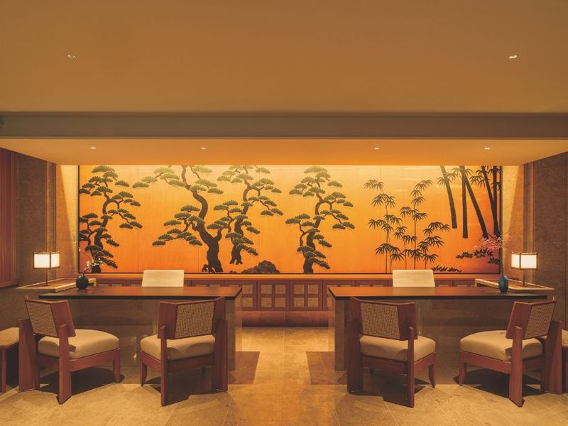 The concierge desk at the Imperial Hotel Kyoto, with a work by Hiroshi Sugimoto behind it. (Courtesy The Leading Hotels of the World)