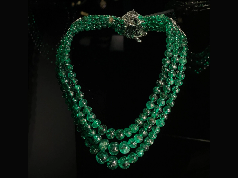 Zainabad necklace (2006), made of emeralds, white gold, and diamonds, from the collection of Van Cleef & Arpels. (Photo: Spencer Bailey)