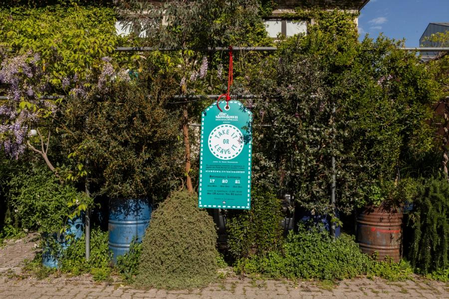 The exterior of the “Take It or Leave It” exhibition space. (Photo: Antonio Campanella)