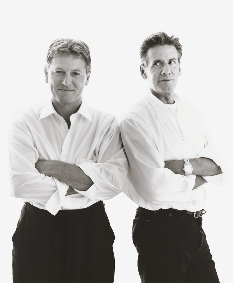 Pawson (left) and Calvin Klein (right) in 1995. (Photo: Todd Eberle. Courtesy Phaidon)