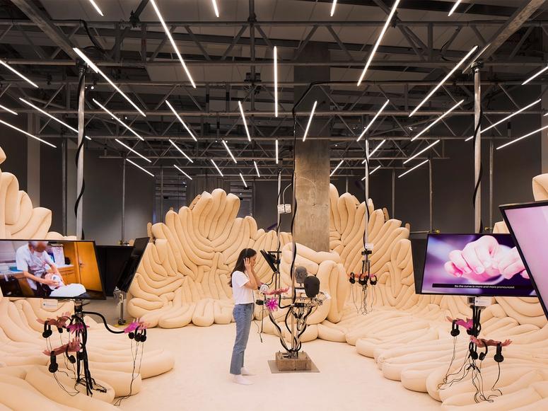 Installation view of “Weird Sensation Feels Good: The World of A.S.M.R.” at the Design Museum in London. (Photo: Ed Reeve)