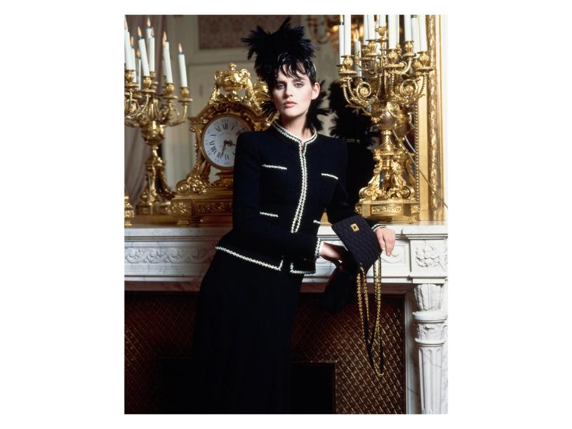 British model Stella Tennant, photographed by Lagerfeld in the Hôtel Ritz, in Chanel 1996/1997 Fall/Winter Haute Couture. (Courtesy Chanel and Harper Books)