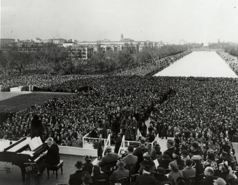 View of the audience at Marian Anderson’s 1939 concert at the Lincoln Memorial. (Courtesy the National Archives Catalog)