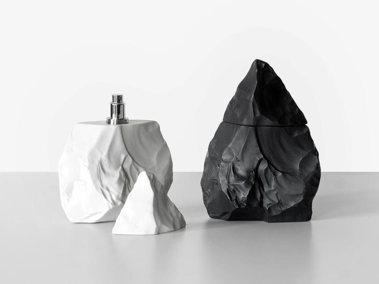 Neanderthal perfume in black and white cases.