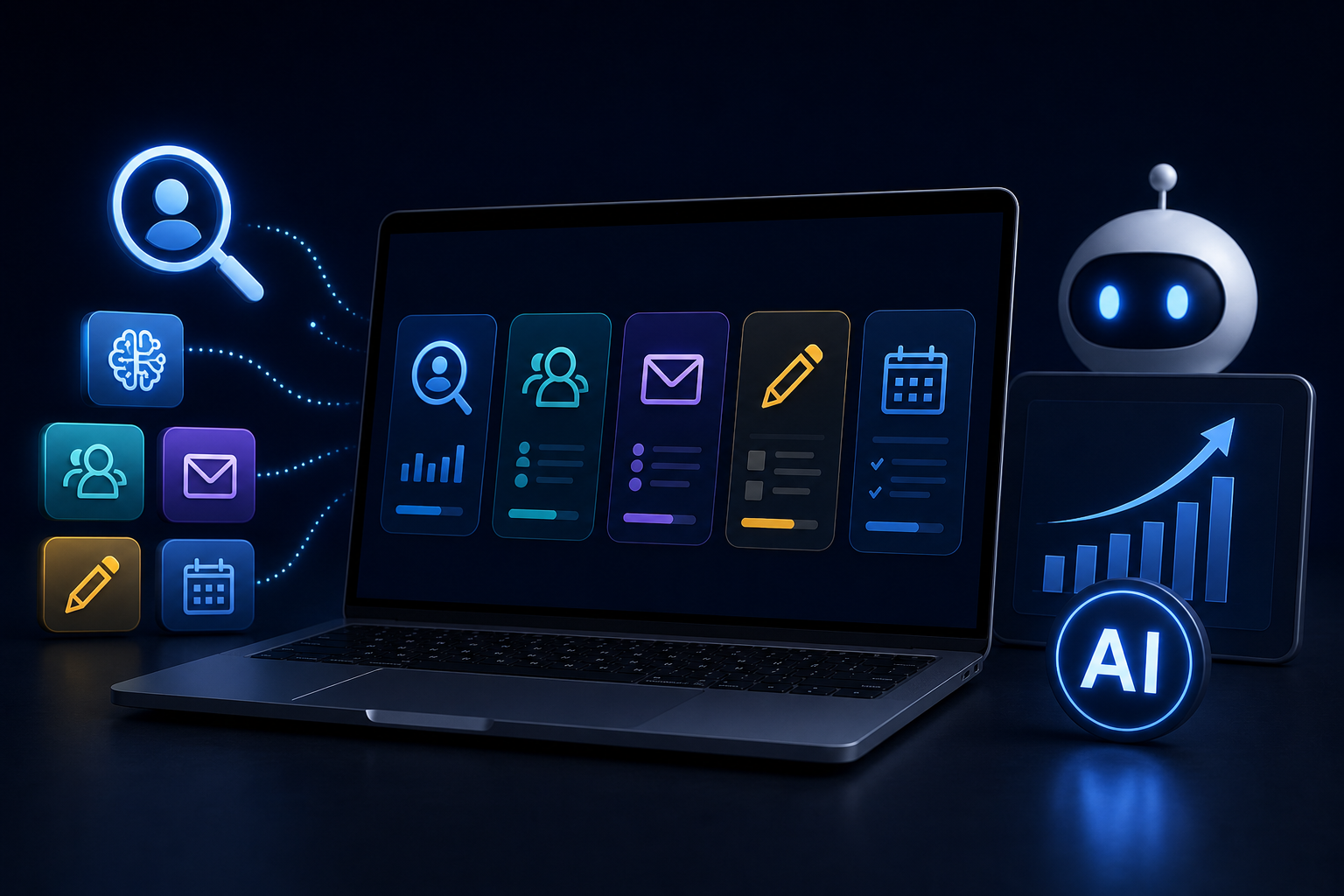 Futuristic AI and recruiting technology visualization 