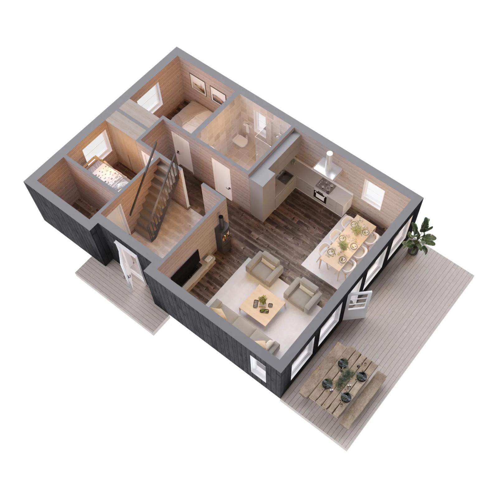3D visning — 1. Etasje