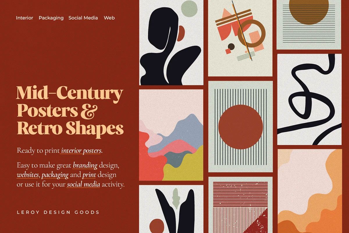 Creative Market Mid-Century Posters & Retro Shapes 3 Preview