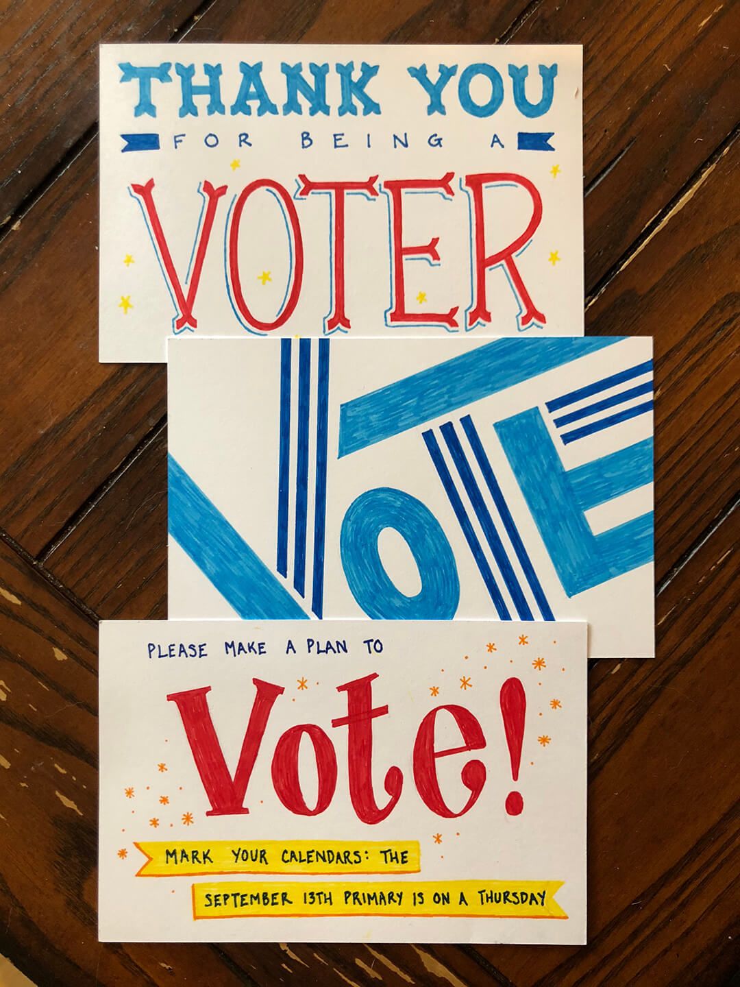 Set of postcards to voters