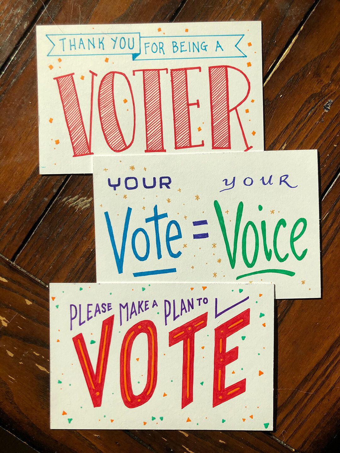 Set of postcards to voters