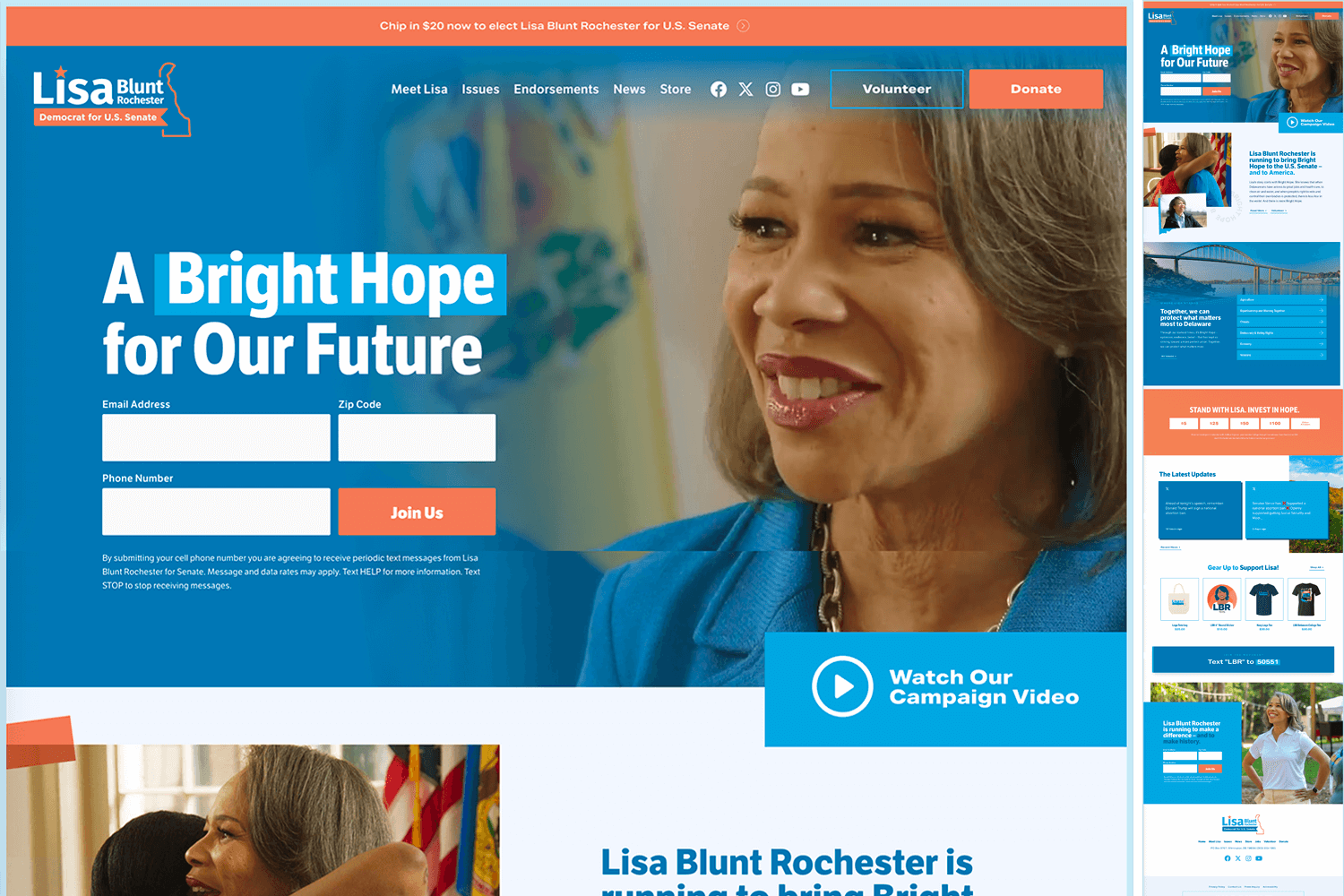 Lisa Blunt Rochester for U.S. Senate website screenshot