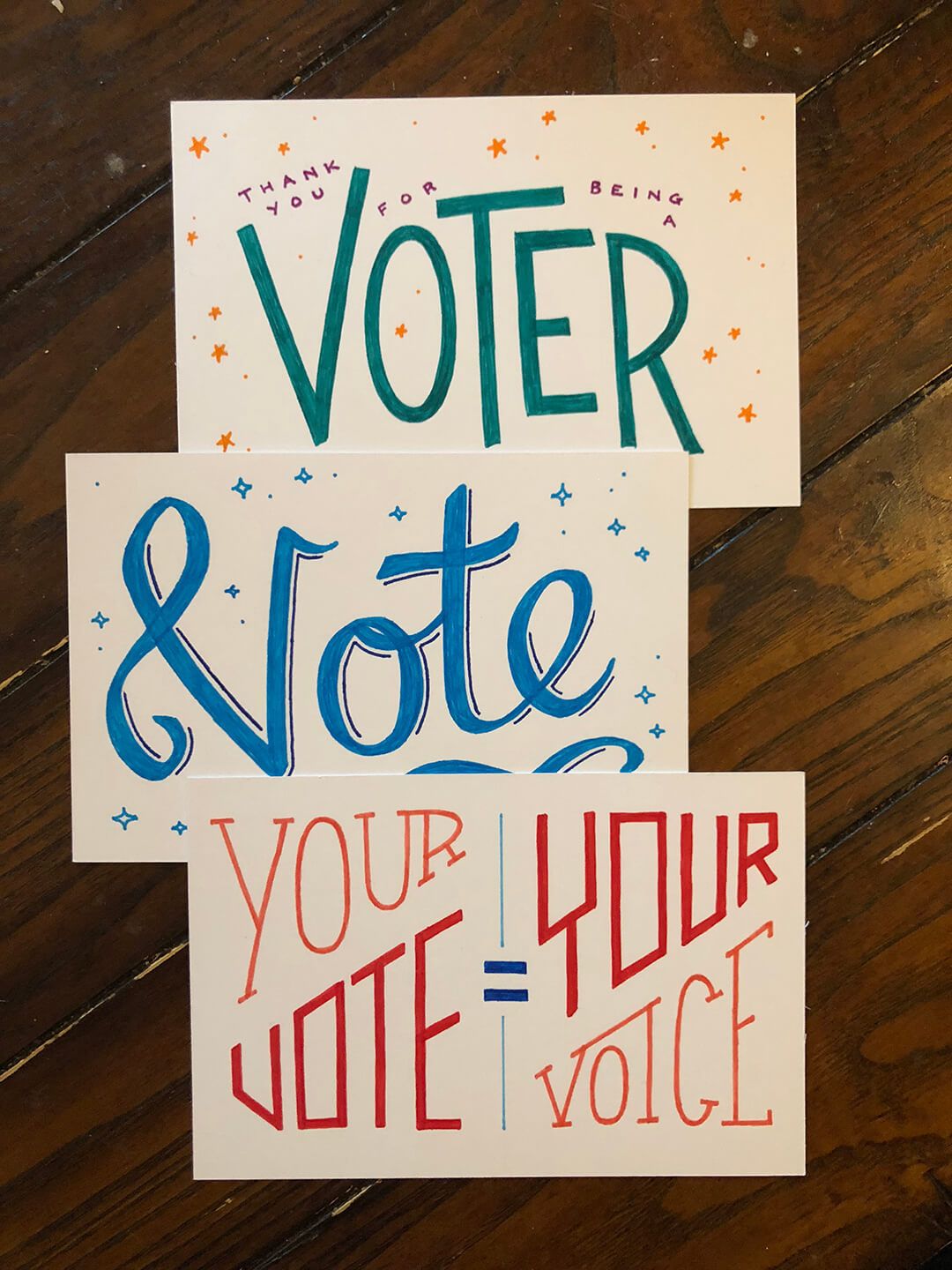 Set of postcards to voters