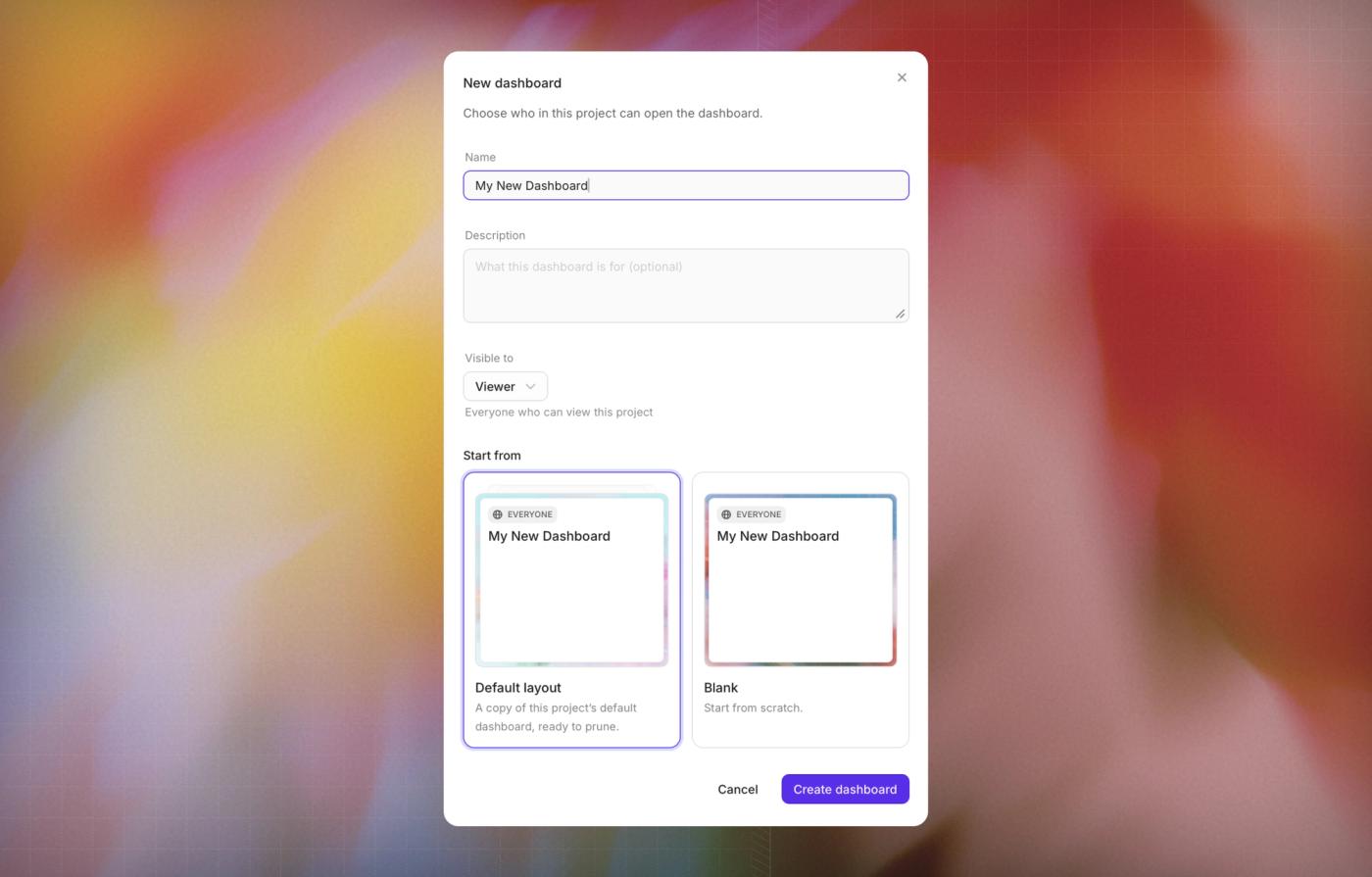 Multiple project dashboards