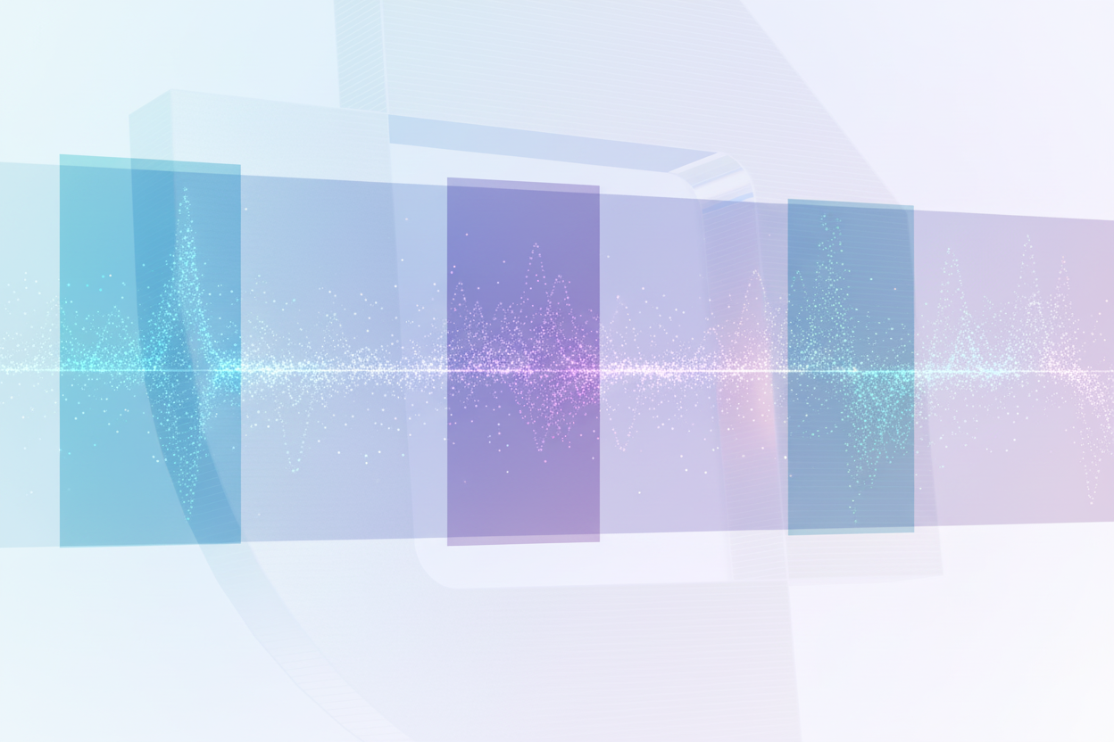 Abstract technical visualization showing three interconnected streams of data flowing through a machine learning pipeline, with each stream gradually shifting in different ways to represent model drift. Show data distributions transforming over time with flowing particles, gradients shifting from one color spectrum to another, and statistical patterns evolving. Modern, clean technical illustration style with blues, purples, and teals. No text or labels.