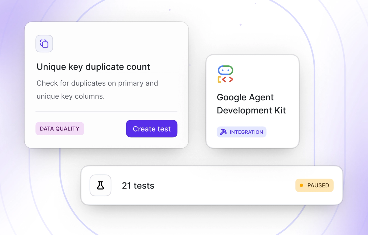 Pausing tests, checks for duplicate keys, and new integrations
