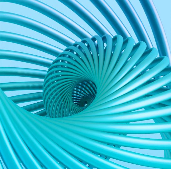 a close up of a blue spiral on a blue background .