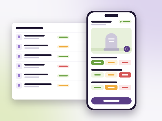 The Erasmus app on a phone, with a photo of a memorial and an assessment being answered