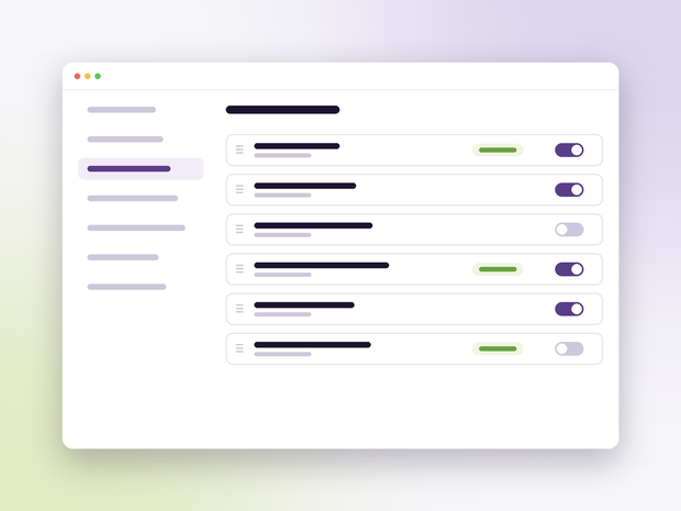 Settings for record fields with toggles and required labels