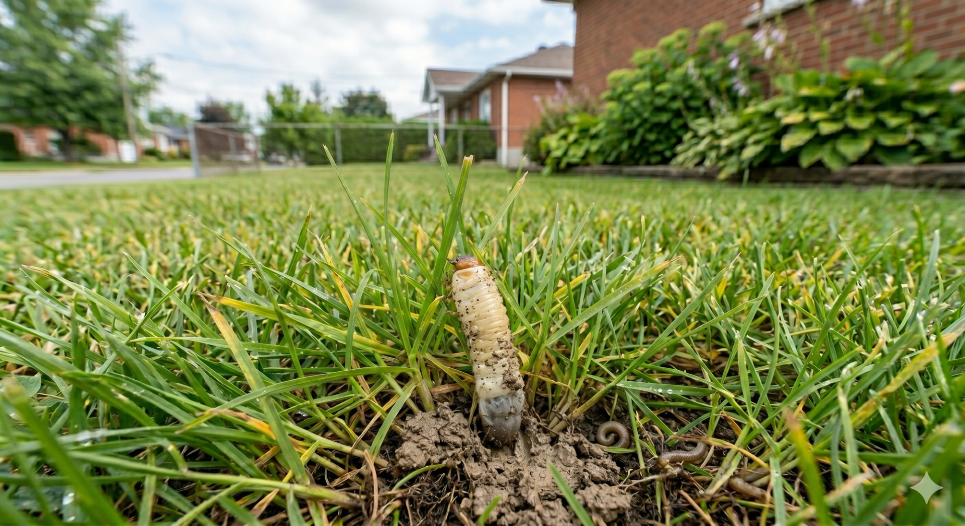 Vers blanc sur gazon