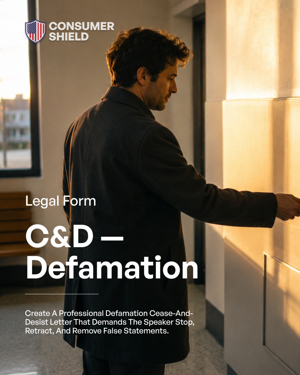 Cease and Desist Letter — Defamation