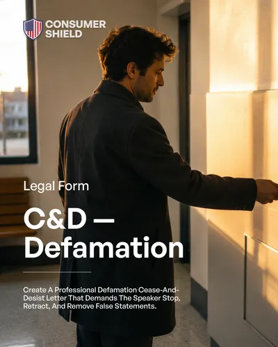 Cease and Desist Letter — Defamation