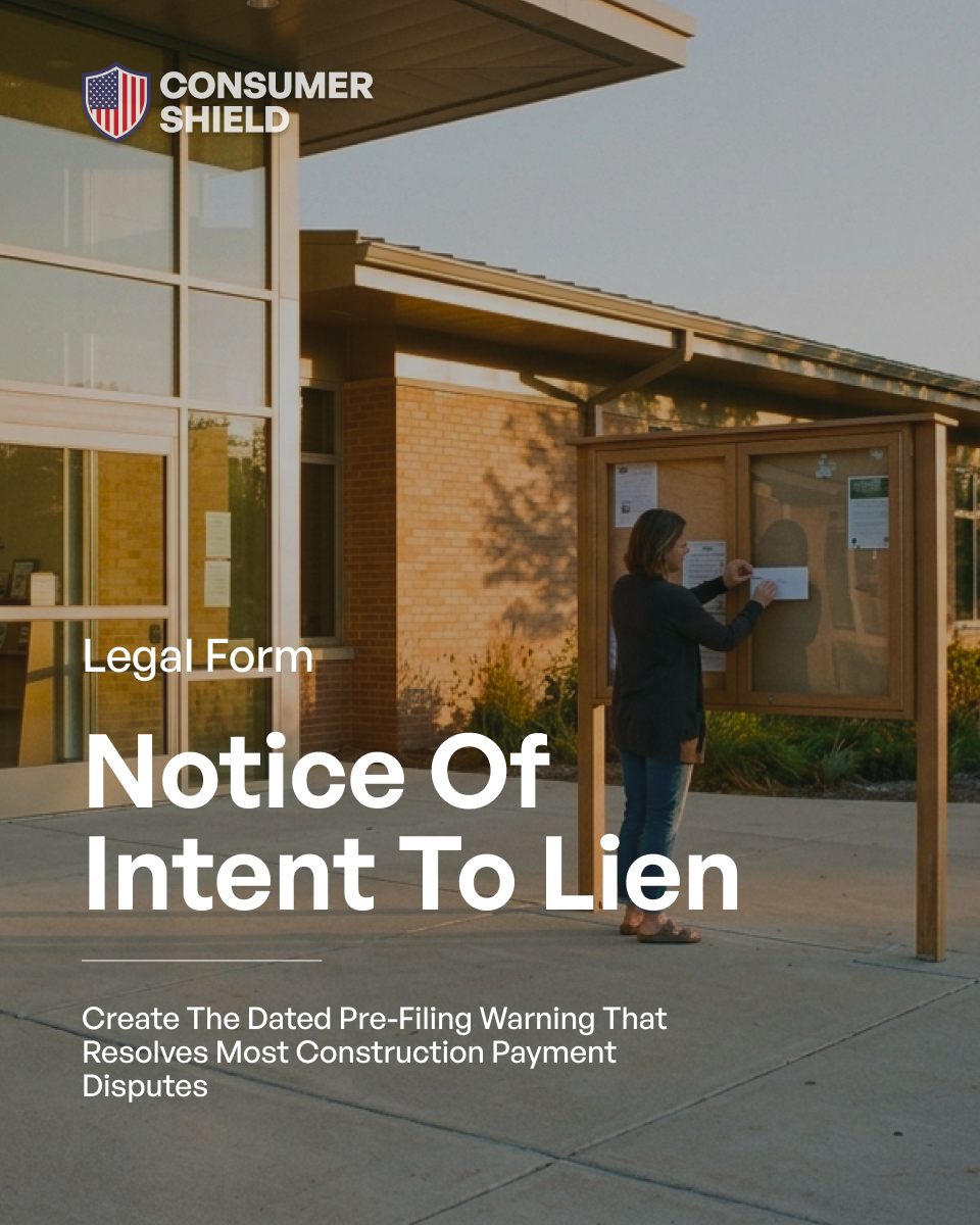 Notice of Intent to Lien