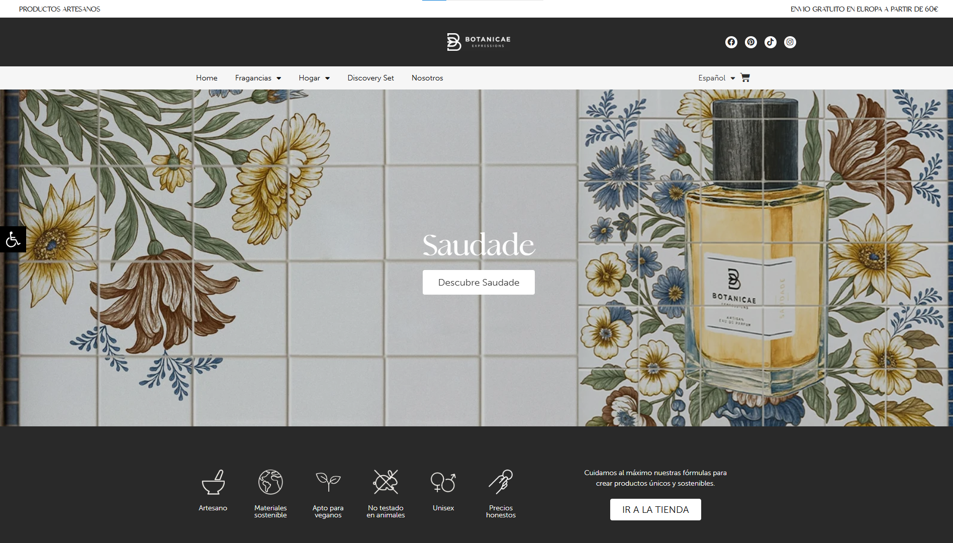 Página web de Botanicae diseñada por Chillypills